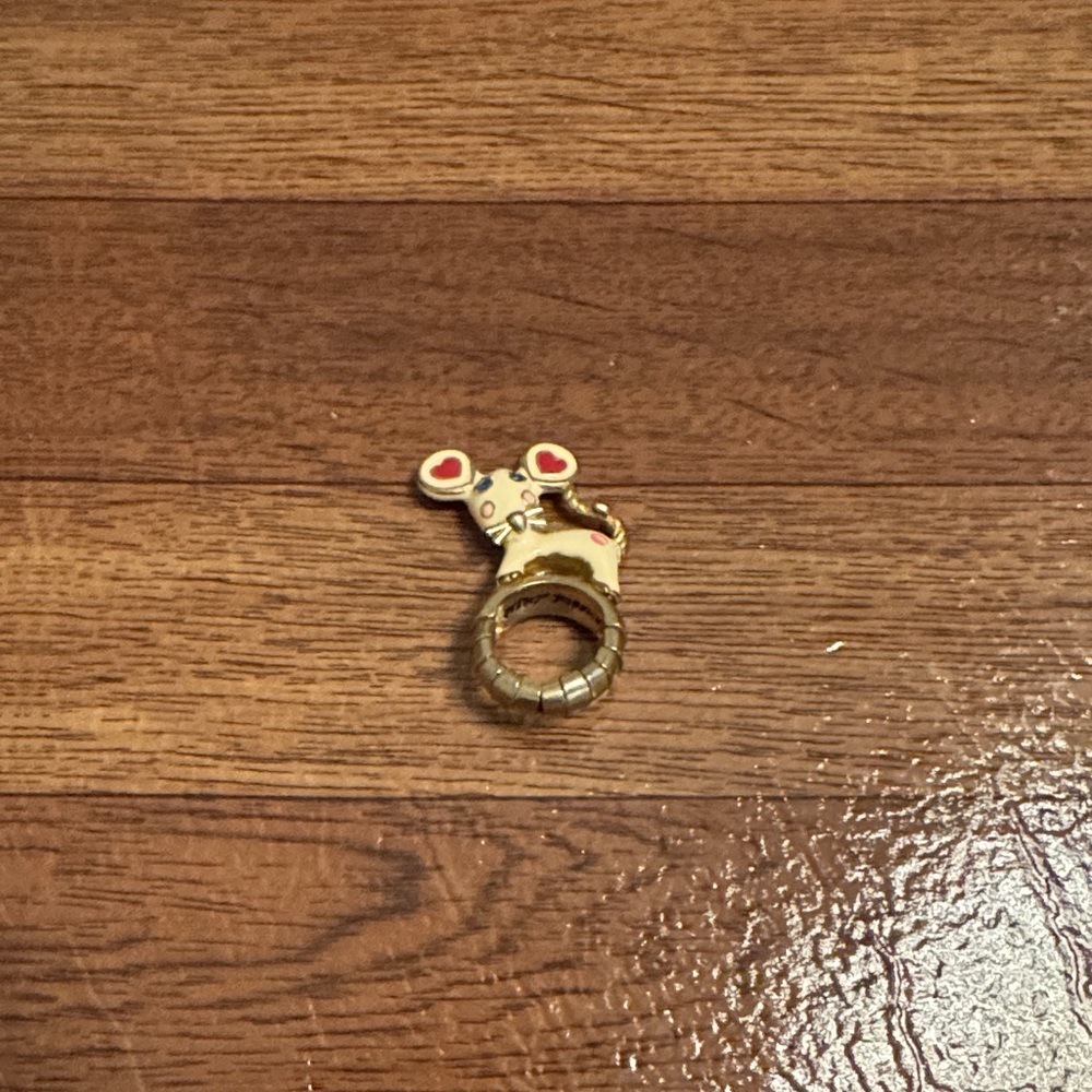 Betsey Johnson Gold and Red Mouse Ring